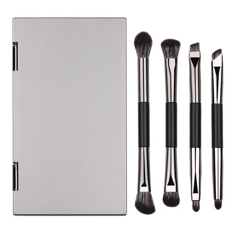 New Sparrow 4 Double Head Eye Shadow Brush suit Parity with Mirror Portable Nasal Shadow Brush Concealer Brush Makeup Brush - image 5