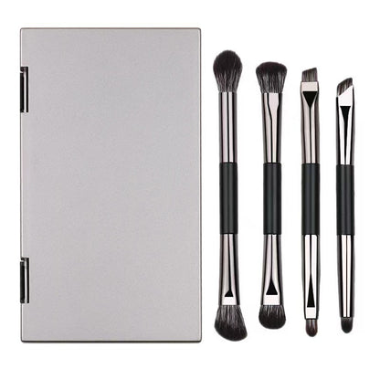 New Sparrow 4 Double Head Eye Shadow Brush suit Parity with Mirror Portable Nasal Shadow Brush Concealer Brush Makeup Brush - image 5
