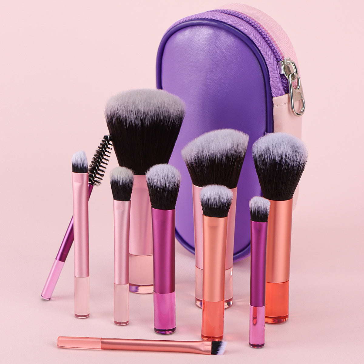 Cross-border New Beginner 10-piece Mini Makeup Brush Set Crystal Handle Portable Foundation Brush Eye Shadow Brush with Brush Bag - image 1