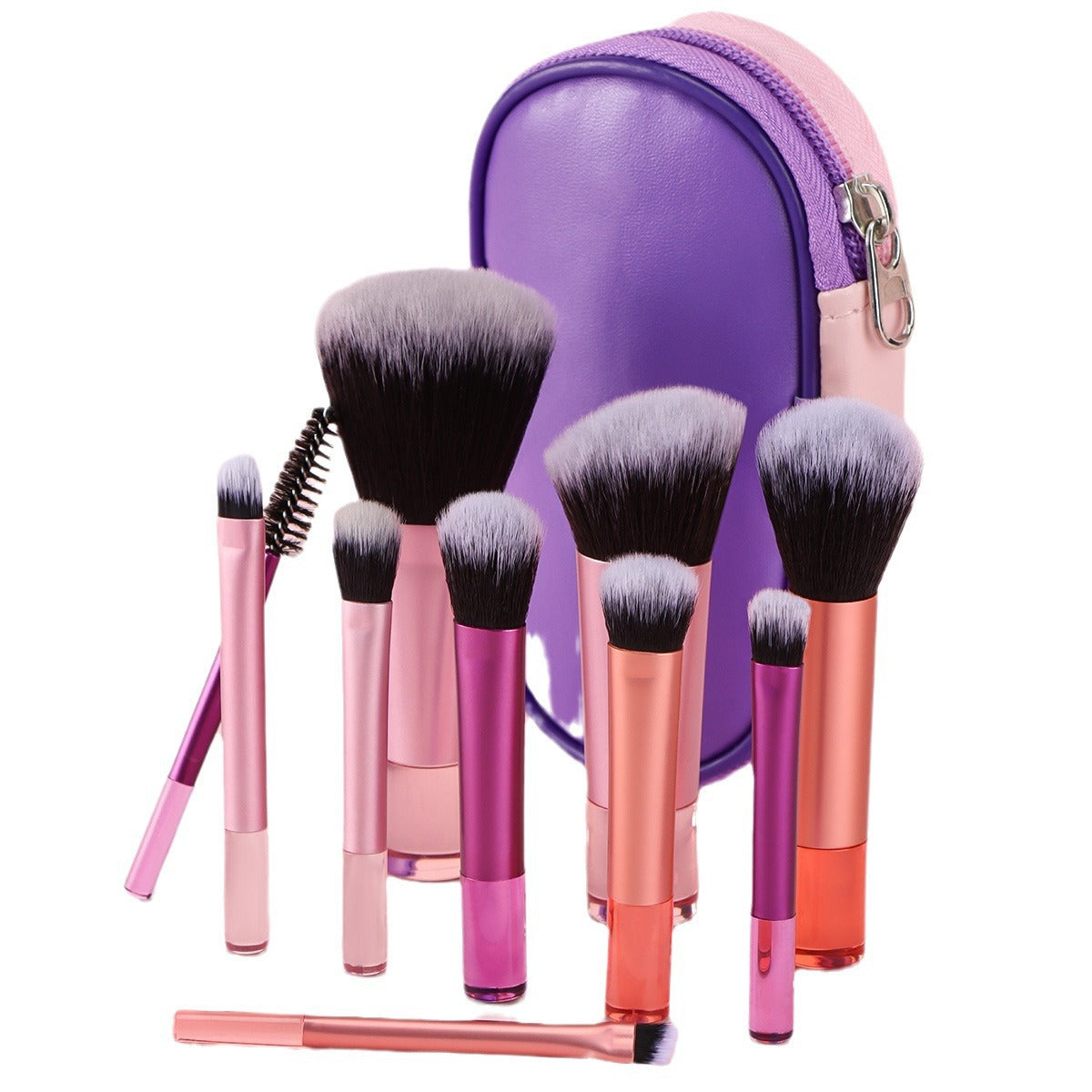 Cross-border New Beginner 10-piece Mini Makeup Brush Set Crystal Handle Portable Foundation Brush Eye Shadow Brush with Brush Bag - image 5
