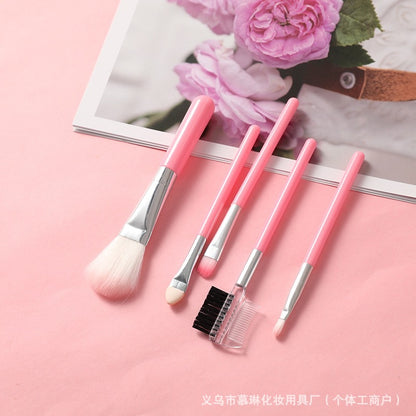 Portable Five-Piece Makeup Brush Set for Beginners, Fiber Texture Blush Brush, Eyeshadow Brush, Beauty Tool Set for Novices - image 4