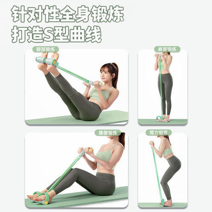 Pedal Puller Sit-ups Auxiliary Fitness Foot Pulling Leg Beauty Appliance Household Pedal Pulling Rope Contrast Color Six Tubes - image 3