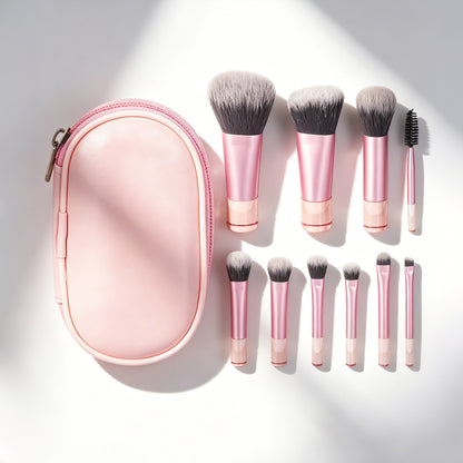 10 Mini Makeup Brushes, 10 Makeup Brushes with Short Handles, Multi-Color Set, Cross-Border, Dropshipping, Direct from Factory - image 1