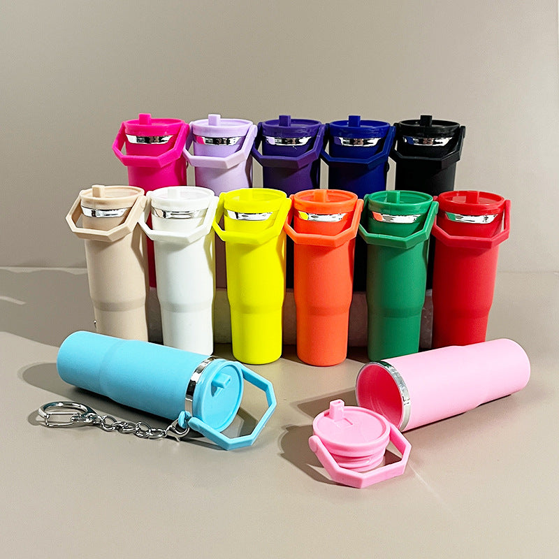 Cross-border new ice cup key chain Stanley Stanley key chain pendant can put lipstick backpack hanging - image 3