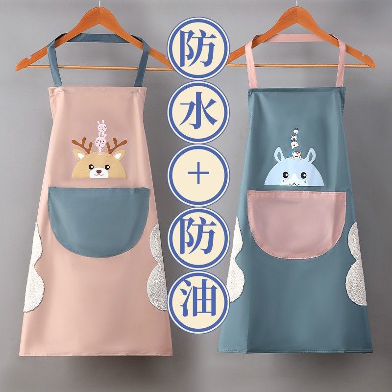 Source Manufacturer Can Be Labed with Cute Deer Garland Rabbit Beauty Pattern Household Apron Waterproof and Oil-Proof Kitchen Use - image 1