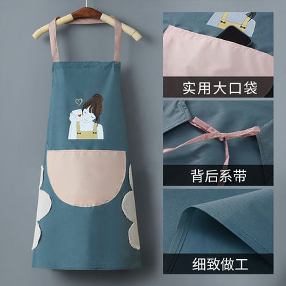 Source Manufacturer Can Be Labed with Cute Deer Garland Rabbit Beauty Pattern Household Apron Waterproof and Oil-Proof Kitchen Use - image 3