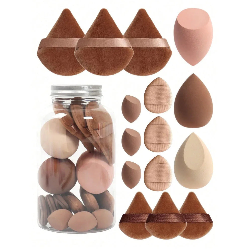 Cross-border 15-piece floating bottle beauty makeup eggs super soft sponge powder puff wet and dry dual-use makeup eggs delicate do not eat powder - image 1
