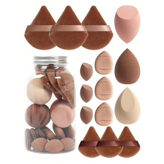 Cross-border 15-piece floating bottle beauty makeup eggs super soft sponge powder puff wet and dry dual-use makeup eggs delicate do not eat powder - image 1