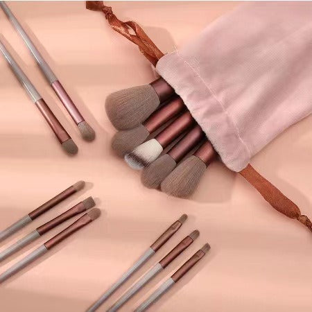 New 13-Piece Sijiqing Makeup Brush Set, Ultra-Soft Fiber Hair Foundation Brush, Makeup Tool, Free Velvet Bag - image 3