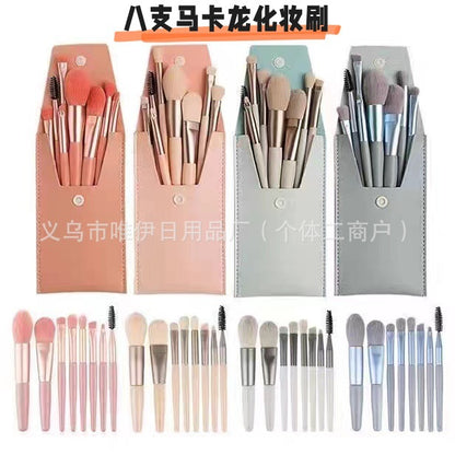 Mini Eight-Piece Macaron Makeup Brush Set for Eye Details, Setting Makeup, Eyeshadow Brush, Portable Brush Bag - image 1