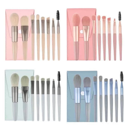 Mini Eight-Piece Macaron Makeup Brush Set for Eye Details, Setting Makeup, Eyeshadow Brush, Portable Brush Bag - image 3