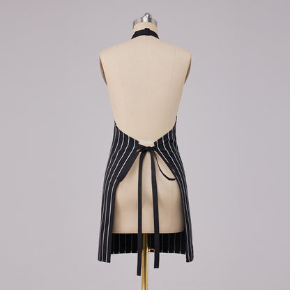 Neck Striped Apron Foreign Trade Baking Nail Art Apron Restaurant Kitchen Oil-proof Work Clothes Waiter Workwear Apron - image 2
