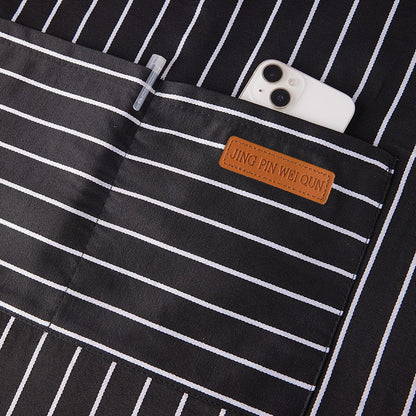 Neck Striped Apron Foreign Trade Baking Nail Art Apron Restaurant Kitchen Oil-proof Work Clothes Waiter Workwear Apron - image 3