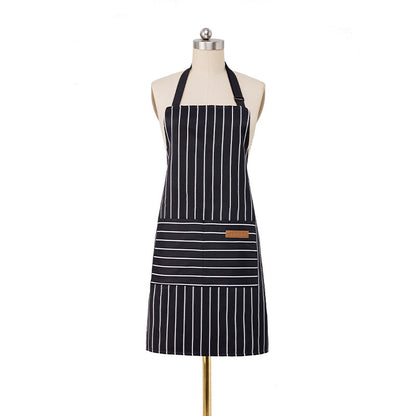Neck Striped Apron Foreign Trade Baking Nail Art Apron Restaurant Kitchen Oil-proof Work Clothes Waiter Workwear Apron - image 5