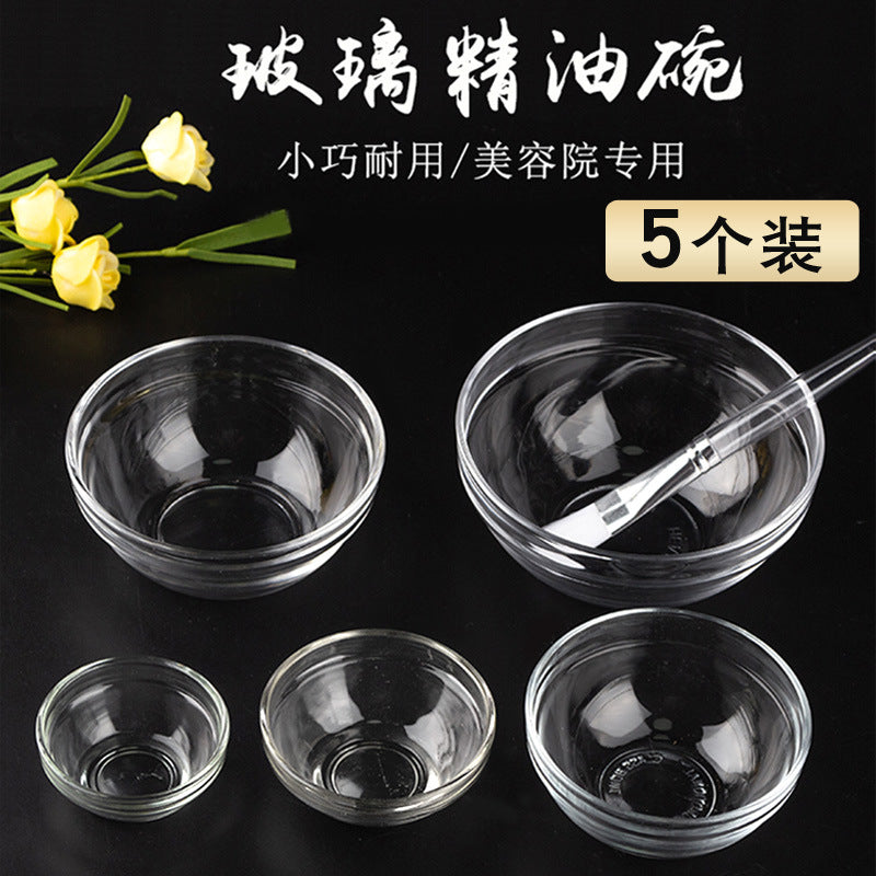 High quality glass bowl beauty salon oil bowl transparent thickened small bowl spa film tools paper film mask bowl suit - image 1
