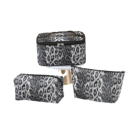 Korean Style Pu Leopard Print Makeup Bag, Retro Portable Large-Capacity Toiletry Bag, Fashionable Multi-Functional Storage Bag, Cross-Border - image 5
