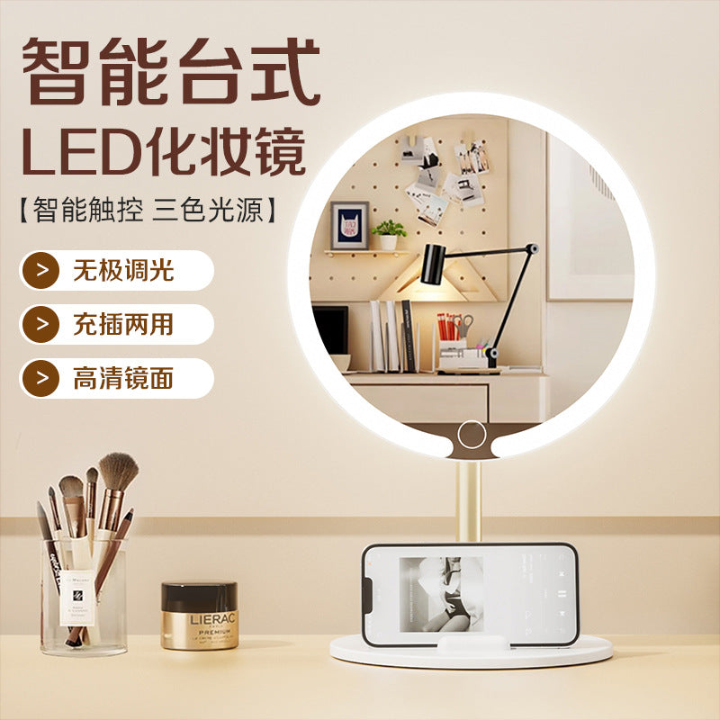 Led Mirror Makeup Mirror Desktop with Light Student Home Lighted Mirror Dressing Luminous High-Definition Mirror - image 1