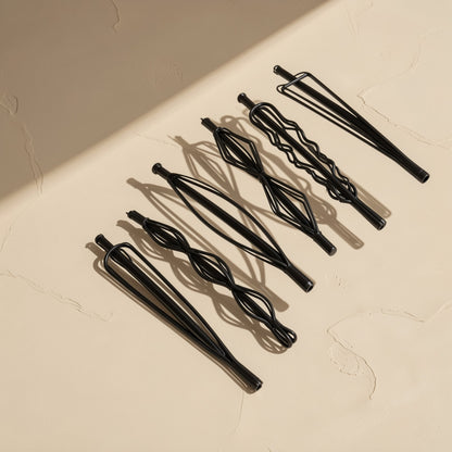 Black geometric metal hair clip for bangs - view 2