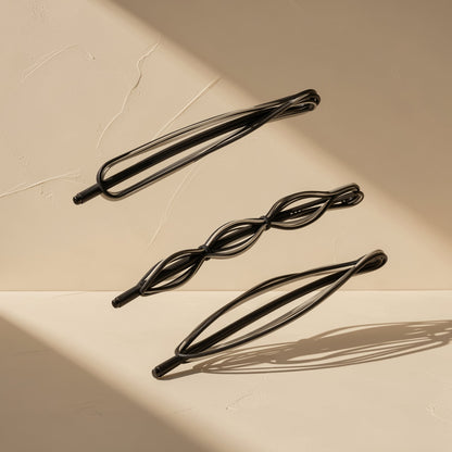 Black geometric metal hair clip for bangs - view 5