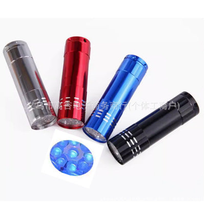 9LED purple light ultraviolet flashlight banknote detection mini nine light mask nail UV curing fluorescent agent detection pen - image 1