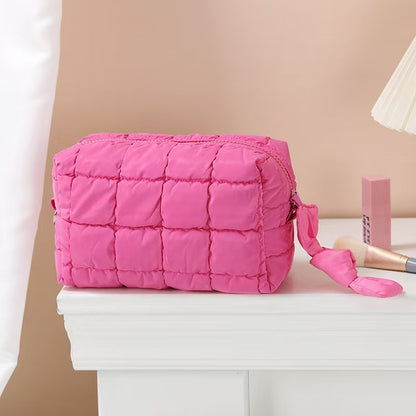 Simple Ins Style Down Cosmetic Bag Women's Small Portable Travel Portable Large Capacity High-end Wash Storage Bag - image 2