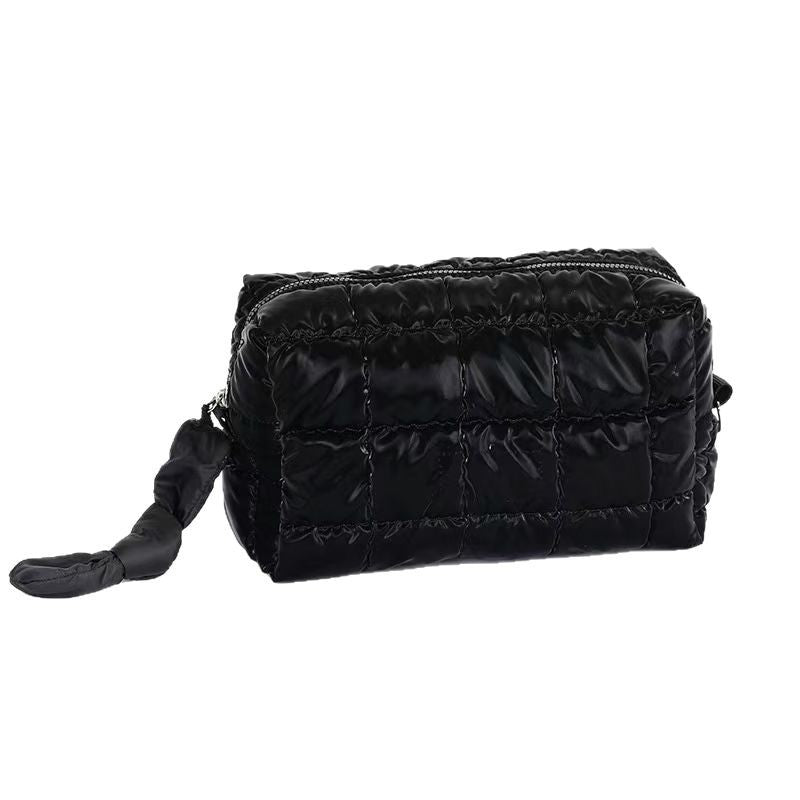 Simple Ins Style Down Cosmetic Bag Women's Small Portable Travel Portable Large Capacity High-end Wash Storage Bag - image 5