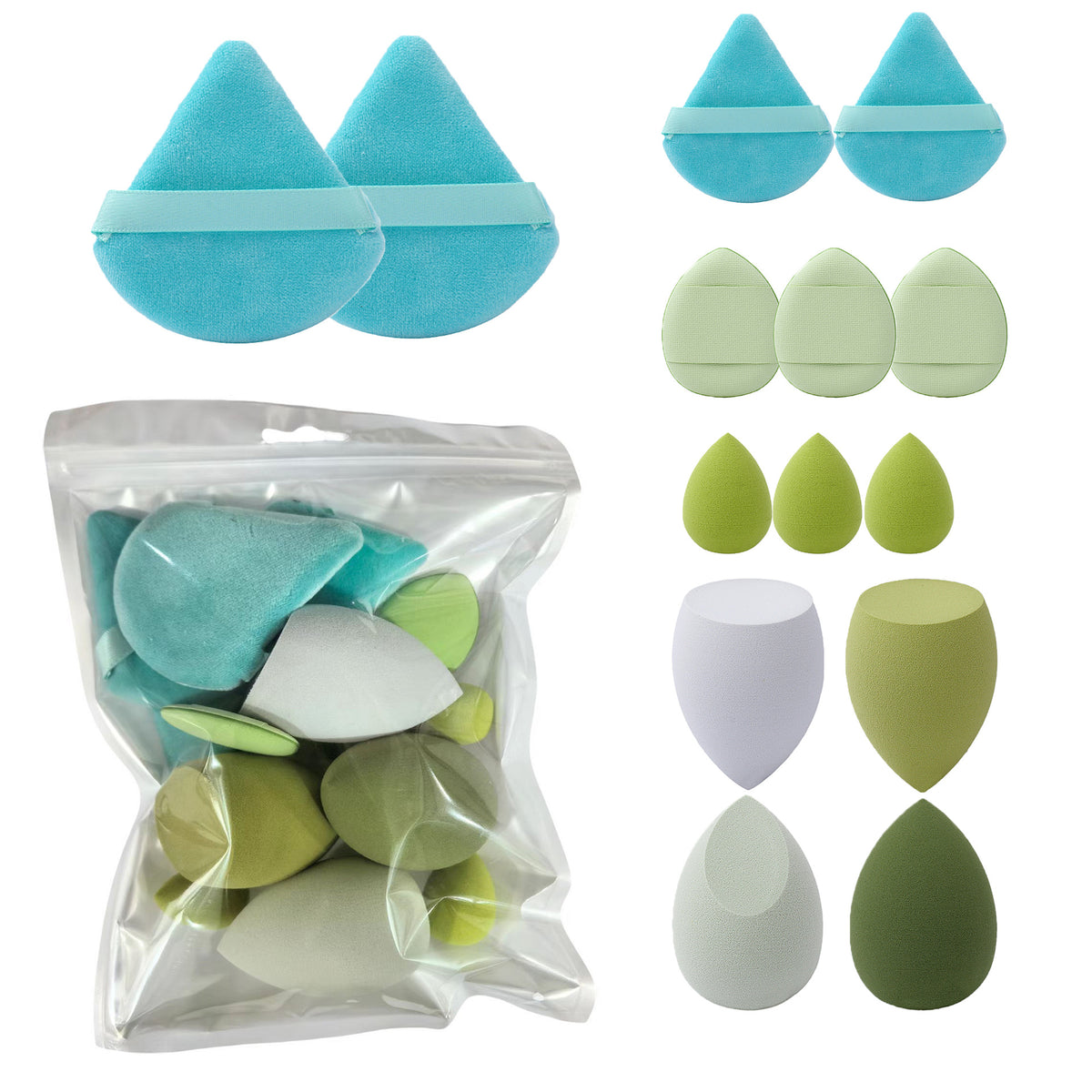 Factory Direct Sales Cross-Border 14-Piece Set of Makeup Sponges, Ultra-Soft Sponge Puffs, Delicate Makeup Sponges That Don'T Absorb Foundation and Set Makeup - image 3