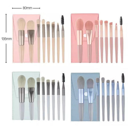 in stock 8 Mini Makeup Brush suit Morandi Portable Macaron Makeup Brush Eye Shadow Brush Soft Hair - image 5