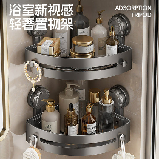 Cross-Border Suction Cup No-Nail Adhesive Tripod Bathroom Storage Rack, No-Drill Bathroom Organizer, Bathroom Towel Rack - image 1