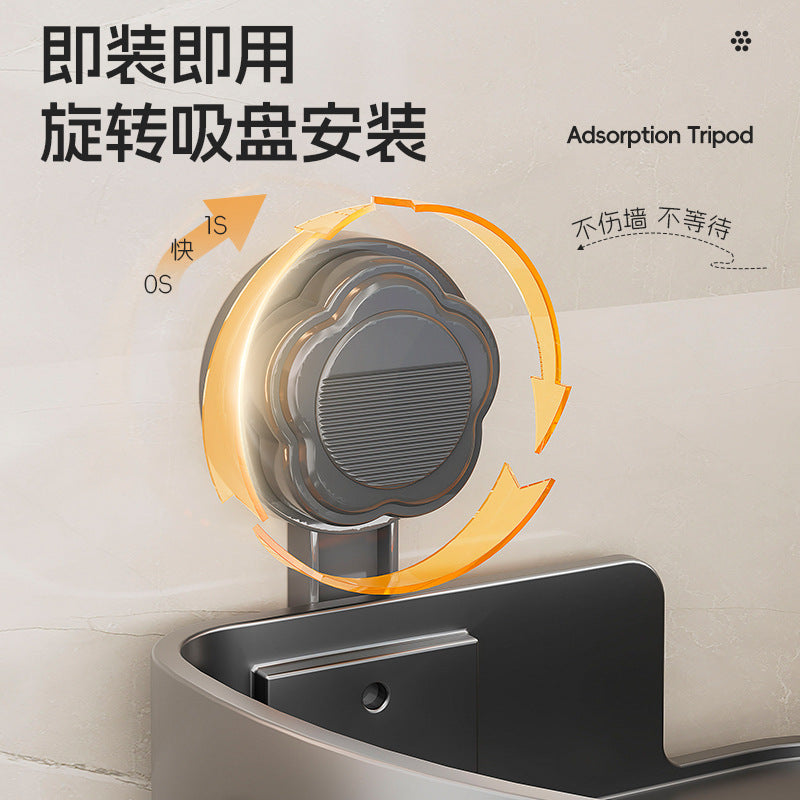 Cross-Border Suction Cup No-Nail Adhesive Tripod Bathroom Storage Rack, No-Drill Bathroom Organizer, Bathroom Towel Rack - image 2