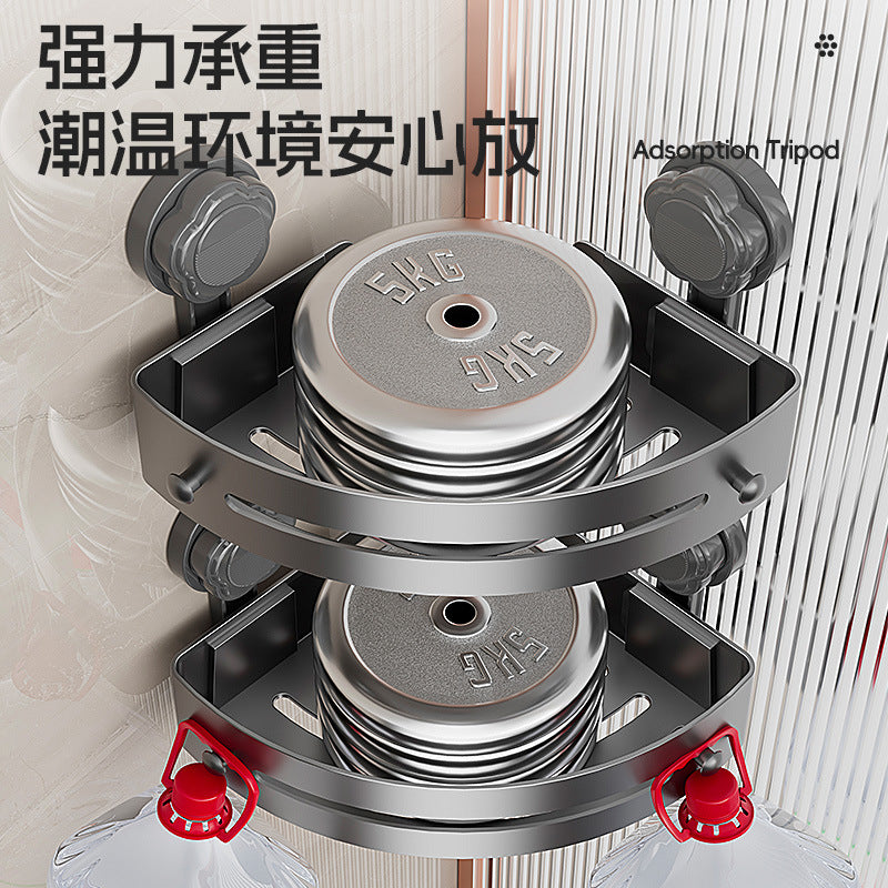 Cross-Border Suction Cup No-Nail Adhesive Tripod Bathroom Storage Rack, No-Drill Bathroom Organizer, Bathroom Towel Rack - image 3