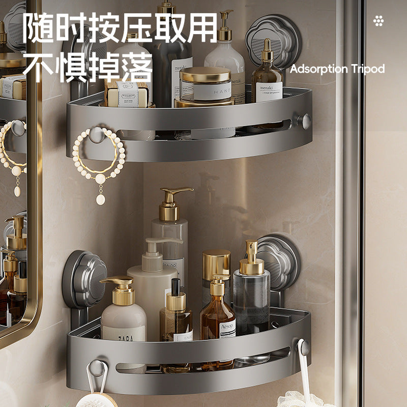 Cross-Border Suction Cup No-Nail Adhesive Tripod Bathroom Storage Rack, No-Drill Bathroom Organizer, Bathroom Towel Rack - image 4