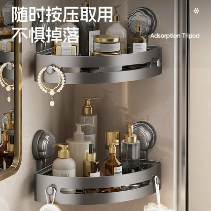 Cross-Border Suction Cup No-Nail Adhesive Tripod Bathroom Storage Rack, No-Drill Bathroom Organizer, Bathroom Towel Rack - image 4