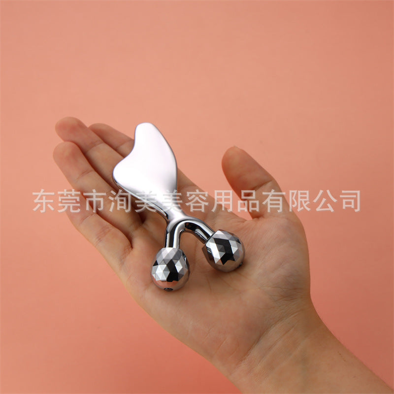 Zinc alloy roller fish type facial lifting massage stick eye double roller eye cream cream massage beauty stick scraper - image 4