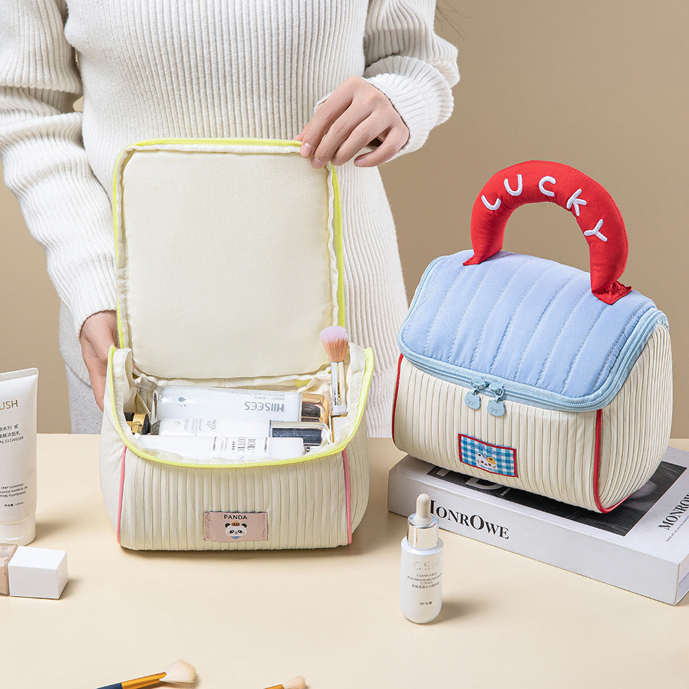 Cute House Cosmetic Bag Large Capacity Cabin Toiletry Bag Portable Portable Storage Bag Cloud-Like Cartoon Storage Bag - image 3