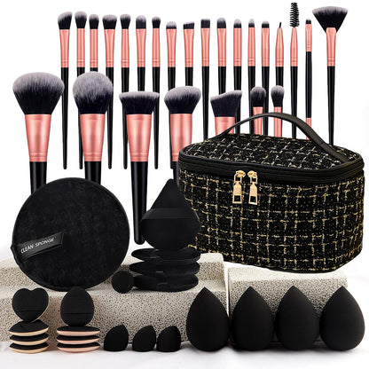 47-piece set of beauty tools combination xiangfeng cosmetic bag cosmetic brush suit portable wash travel puff makeup - image 1