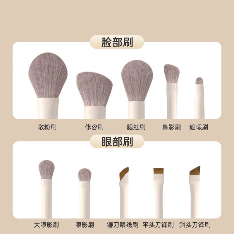 Large Set of 12 Cloud Porcelain Makeup Brushes: Eyeshadow Brush, Blade Brush, Loose Powder Brush, Contour Brush, Nose Shadow Brush, Complete Beginner Set - image 4