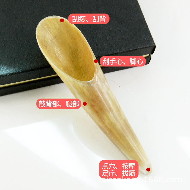 Natural Horn Scraping Tube Back Massage Scraping Board Beauty Salon Body Universal Extra Large Acupoint Stick - image 3
