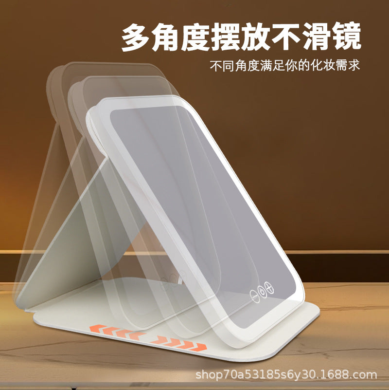 Makeup Mirror Portable Led Foldableable Makeup Mirror with Light Desktop Office Supplementary Light Beauty Mirror Factory Direct Sale - image 2