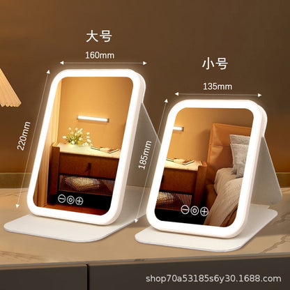 Makeup Mirror Portable Led Foldableable Makeup Mirror with Light Desktop Office Supplementary Light Beauty Mirror Factory Direct Sale - image 4
