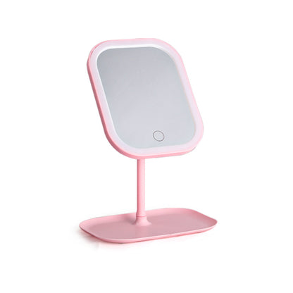New Cross-Border Led Tray Square and Round Cosmetic Mirror Rechargeable Fill-In Light Mirror Table Desktop Touch Three-Position Dimming - image 5