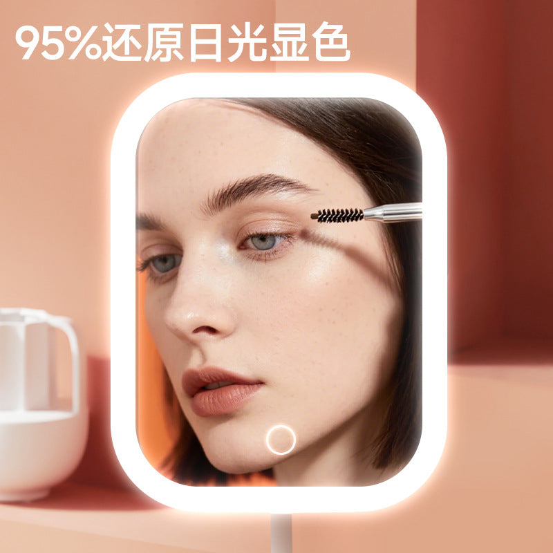 Desktop Touch Three-Position Dimming Tray Base Cross-Border Led Square Cosmetic Mirror Rechargeable Light Mirror - image 3