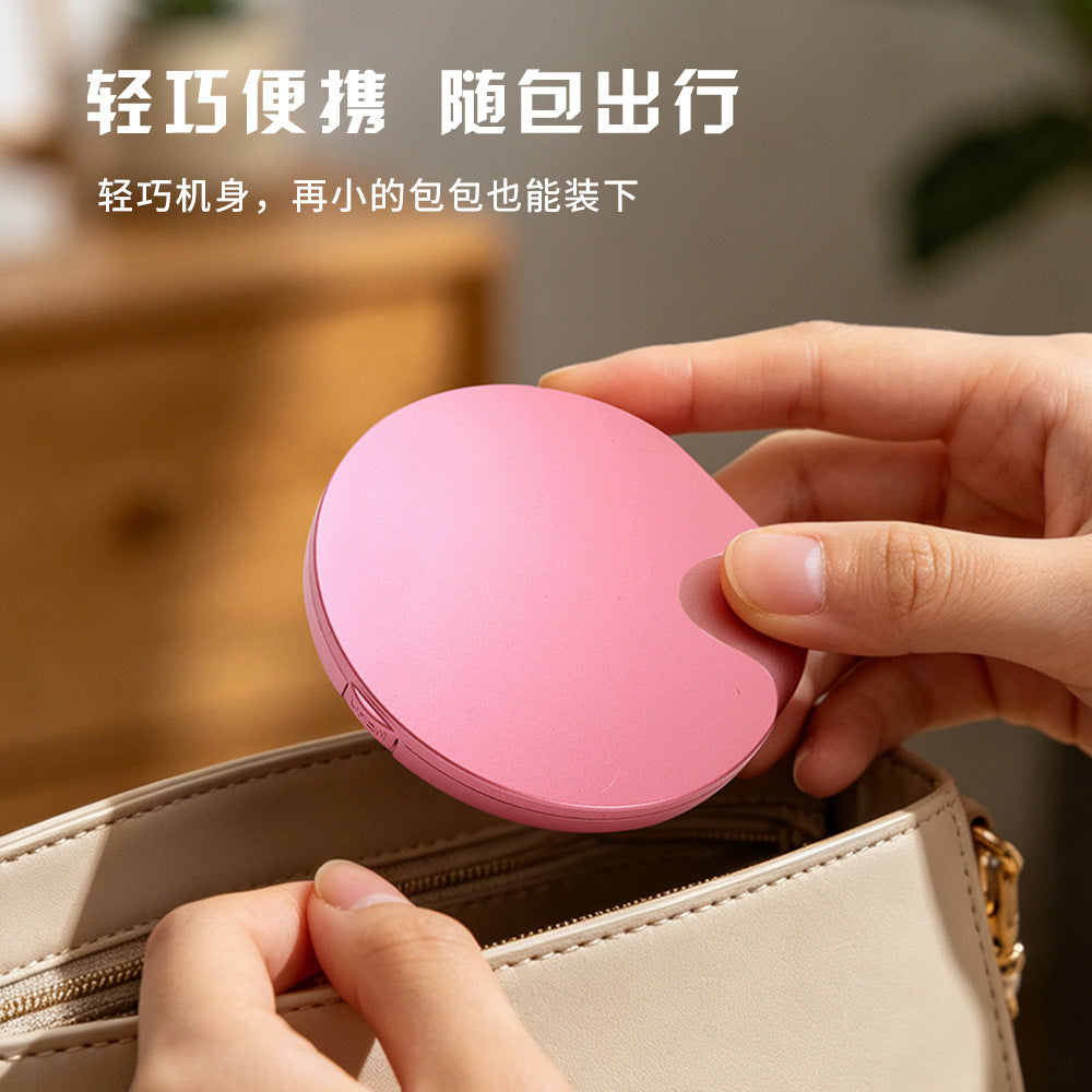 Handheld LED makeup mirror Ultra-thin mirror Toggle switch 8 LED lamp beads 2 times magnification makeup folding mirror - image 4