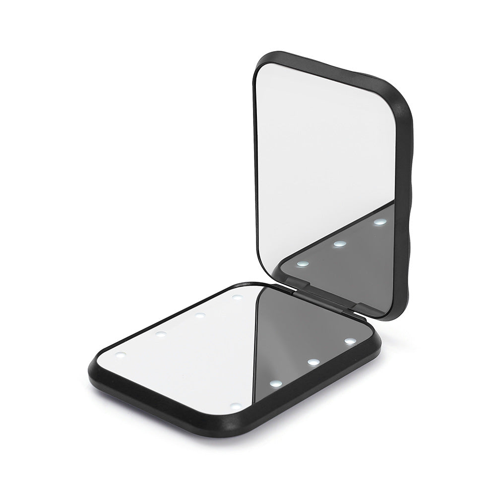 Factory led makeup mirror 2X touch folding portable handheld light memory gift makeup mirror with lamp charging - image 1