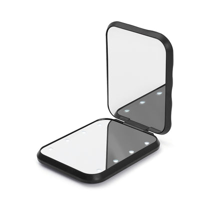 Factory led makeup mirror 2X touch folding portable handheld light memory gift makeup mirror with lamp charging - image 1
