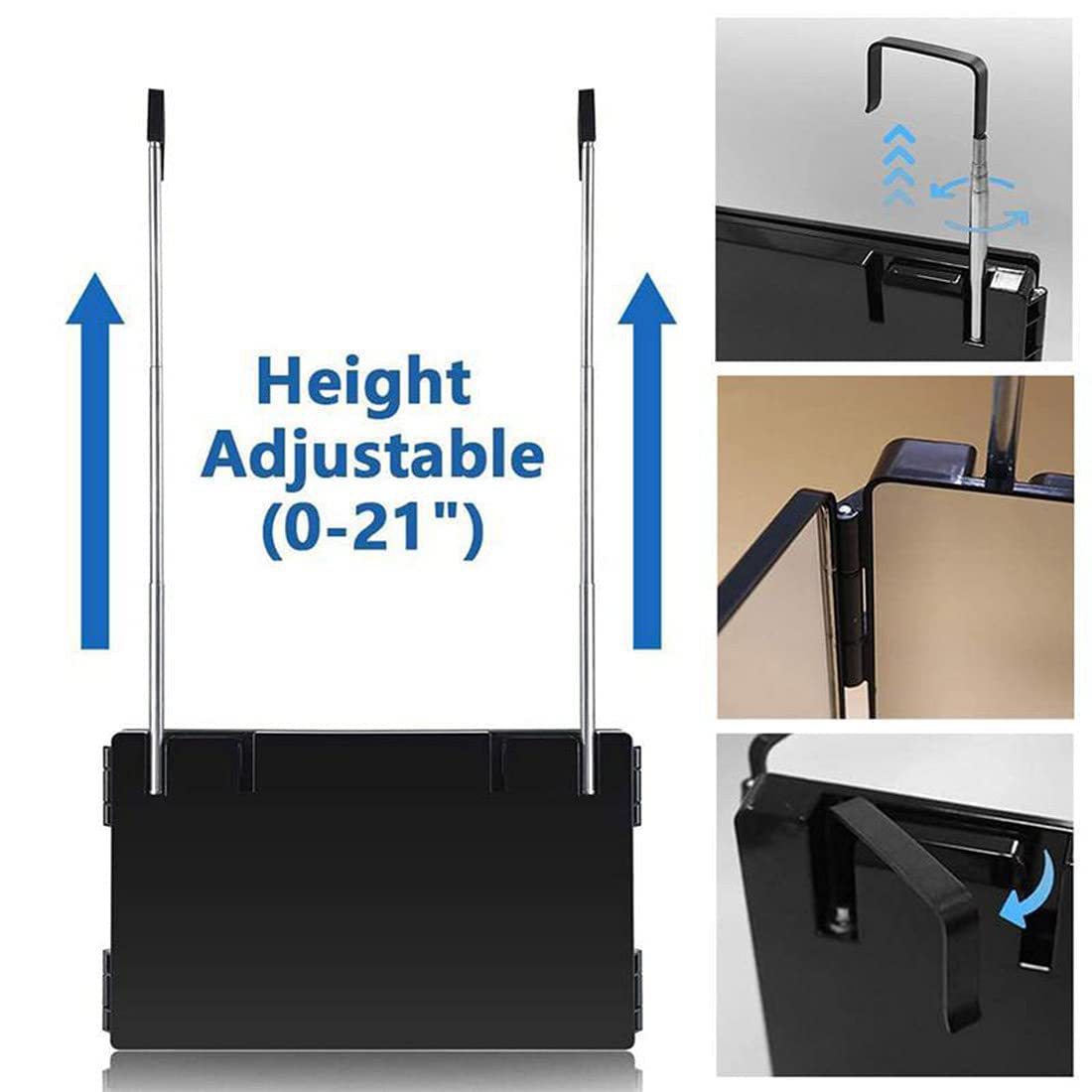 Cross-border three-fold mirror rear view Threemirror retractable suspension LED makeup folding three-sided mirror - image 2