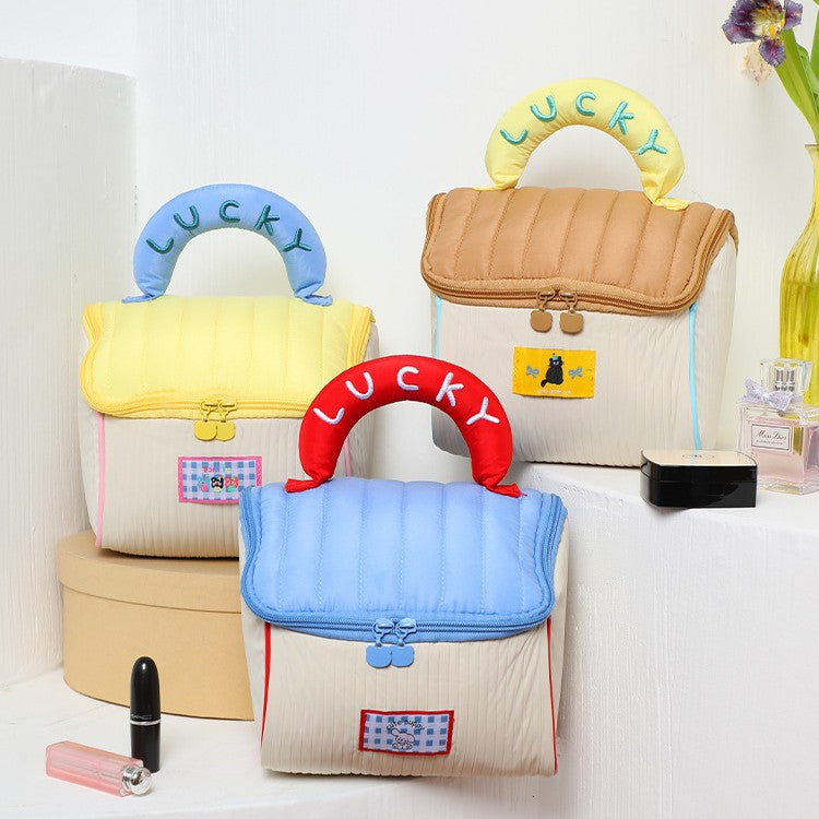 Cute House Cosmetic Bag Large Capacity High Beauty Value Women's Portable Travel Toiletries and Skincare Portable Partition Storage Bag - image 1