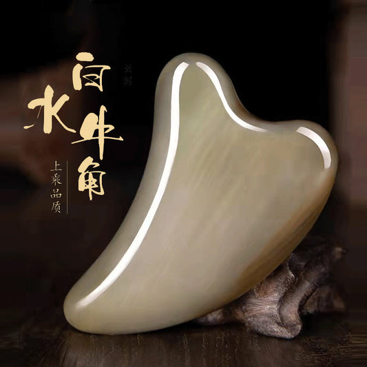 Manufacturer Wholesale White Buffalo Horn Scraping Board, Special Massager for Thickening the Face, Head Meridian Scraping Beauty Salon - image 1