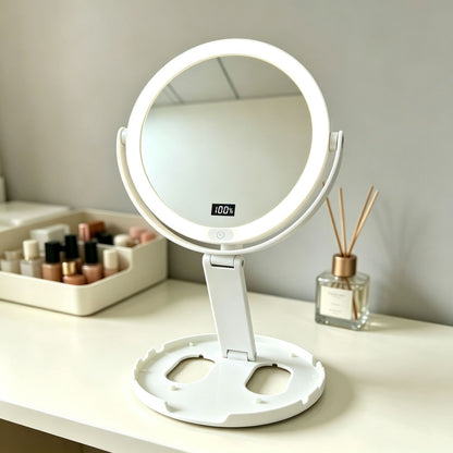 Portable Handheld 80% off Mirror Toggle Switch 8 Led Light Beads 2X Magnification Makeup Foldableing Mirror New - image 1