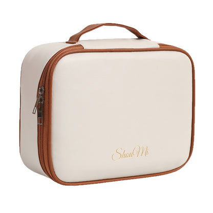 Three-in-One Multi-Functional Partition Storage PU Cosmetic Bag Large Capacity Advanced Sense Portable Cosmetic Brush Storage Bag - image 5